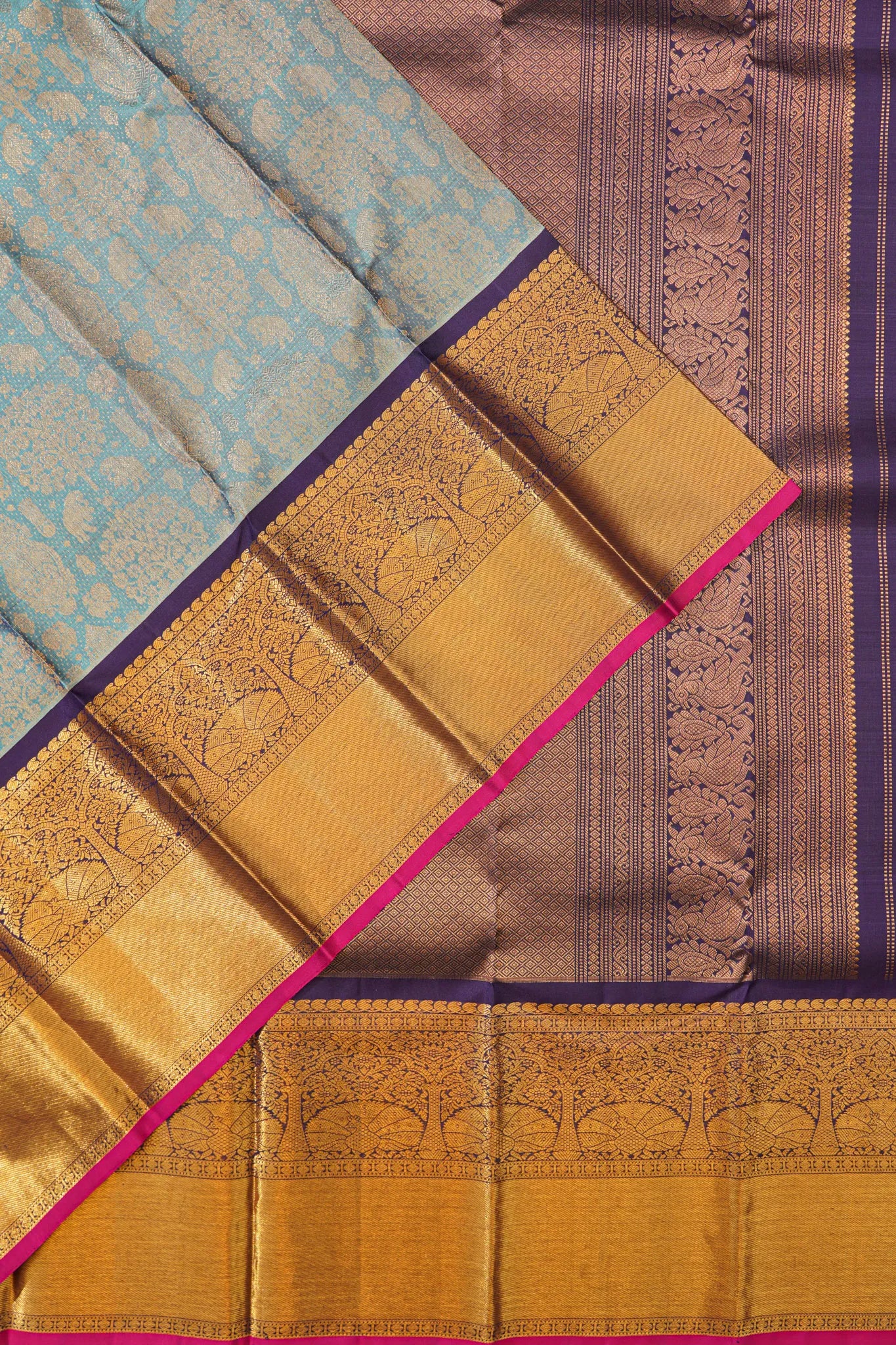 Kanchipuram Silk Brocade Powder Blue Saree