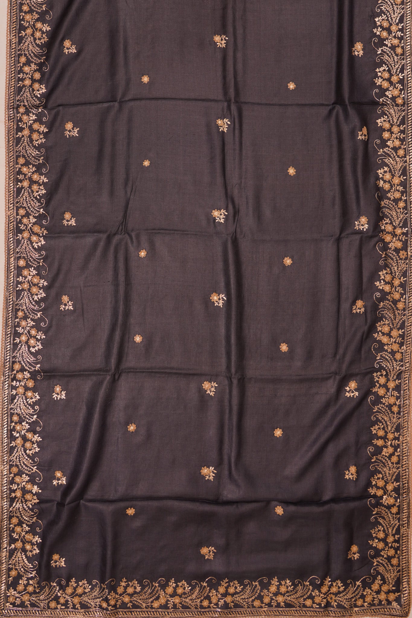 Tussar Embroidery Butta Black Saree