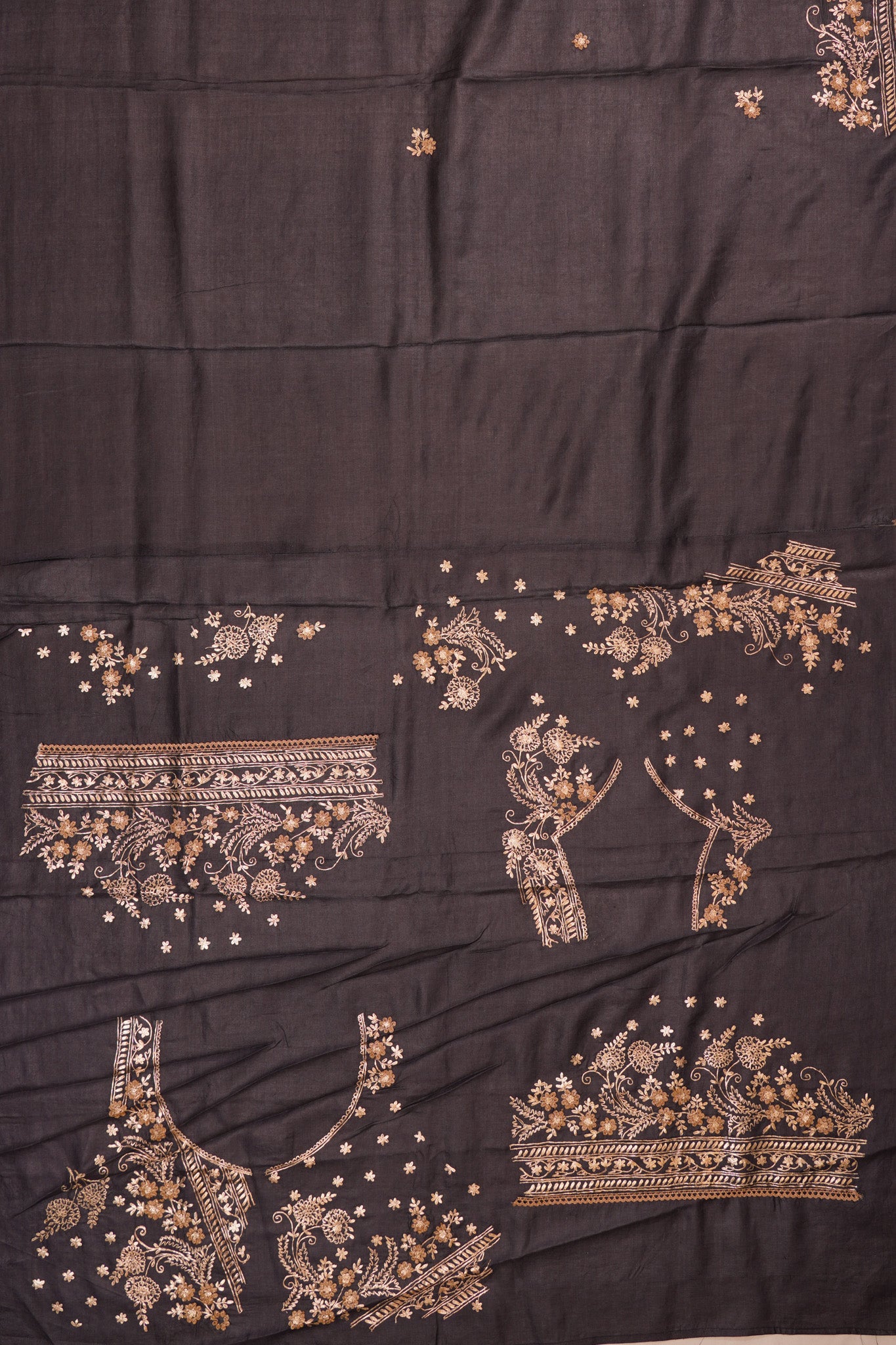 Tussar Embroidery Butta Black Saree