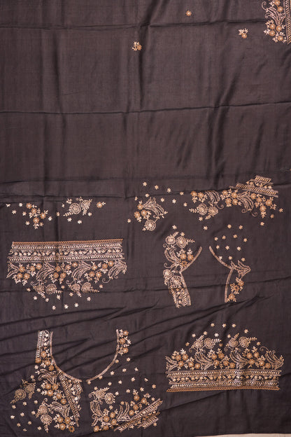 Tussar Embroidery Butta Black Saree