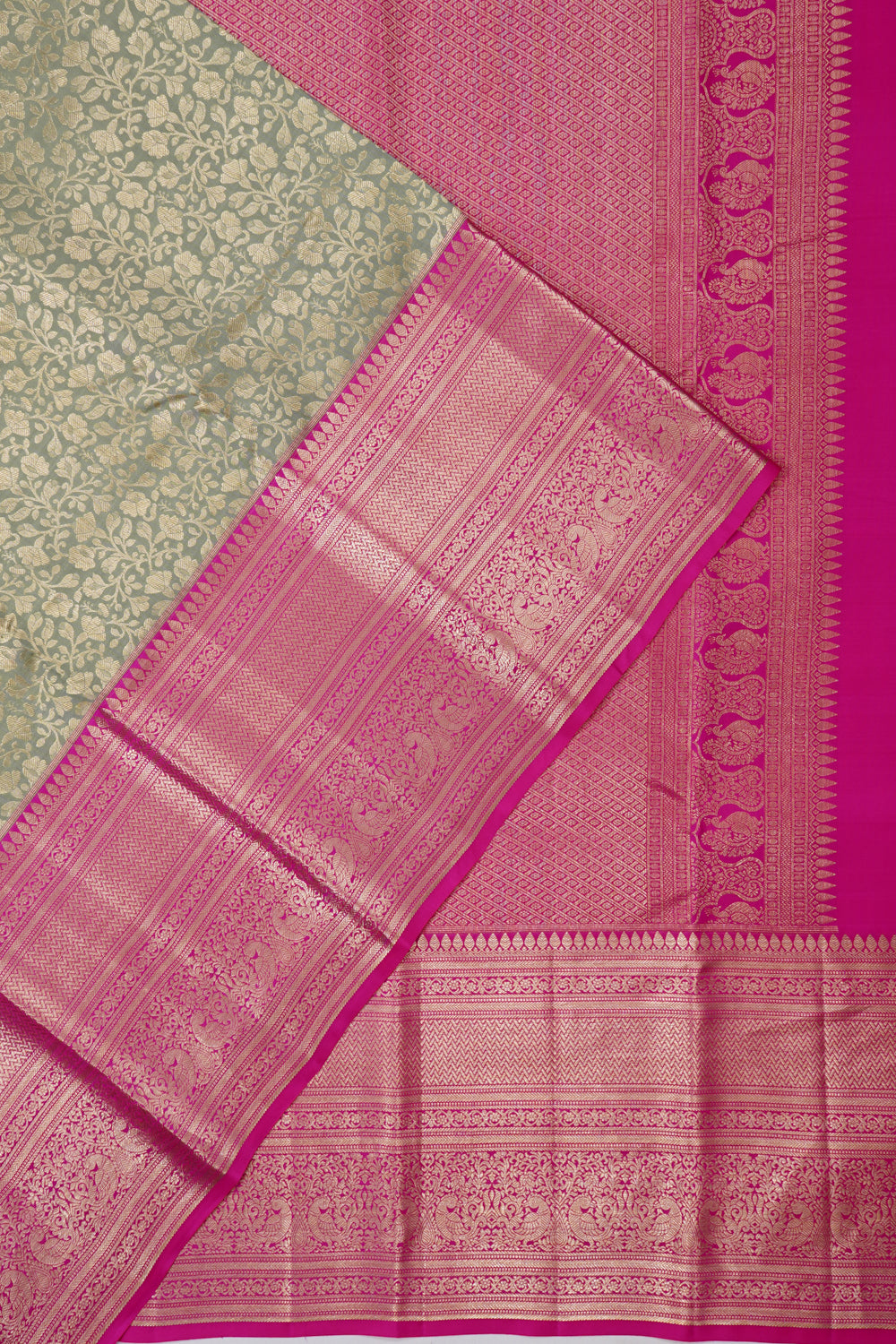 Taranga Kanchi Silk Tissue Brocade Green Saree