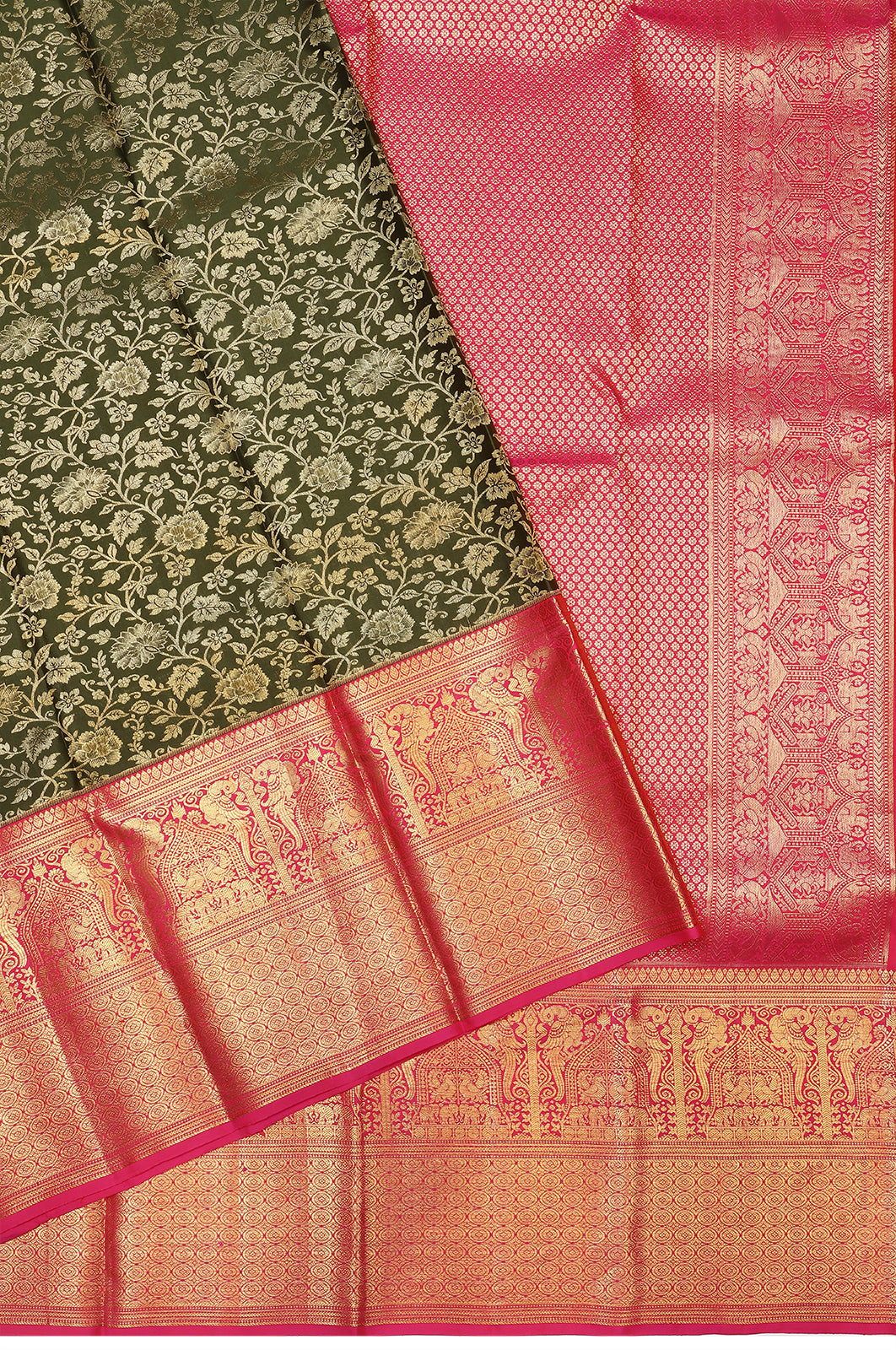 Taranga Kanchi Silk Brocade Green Saree