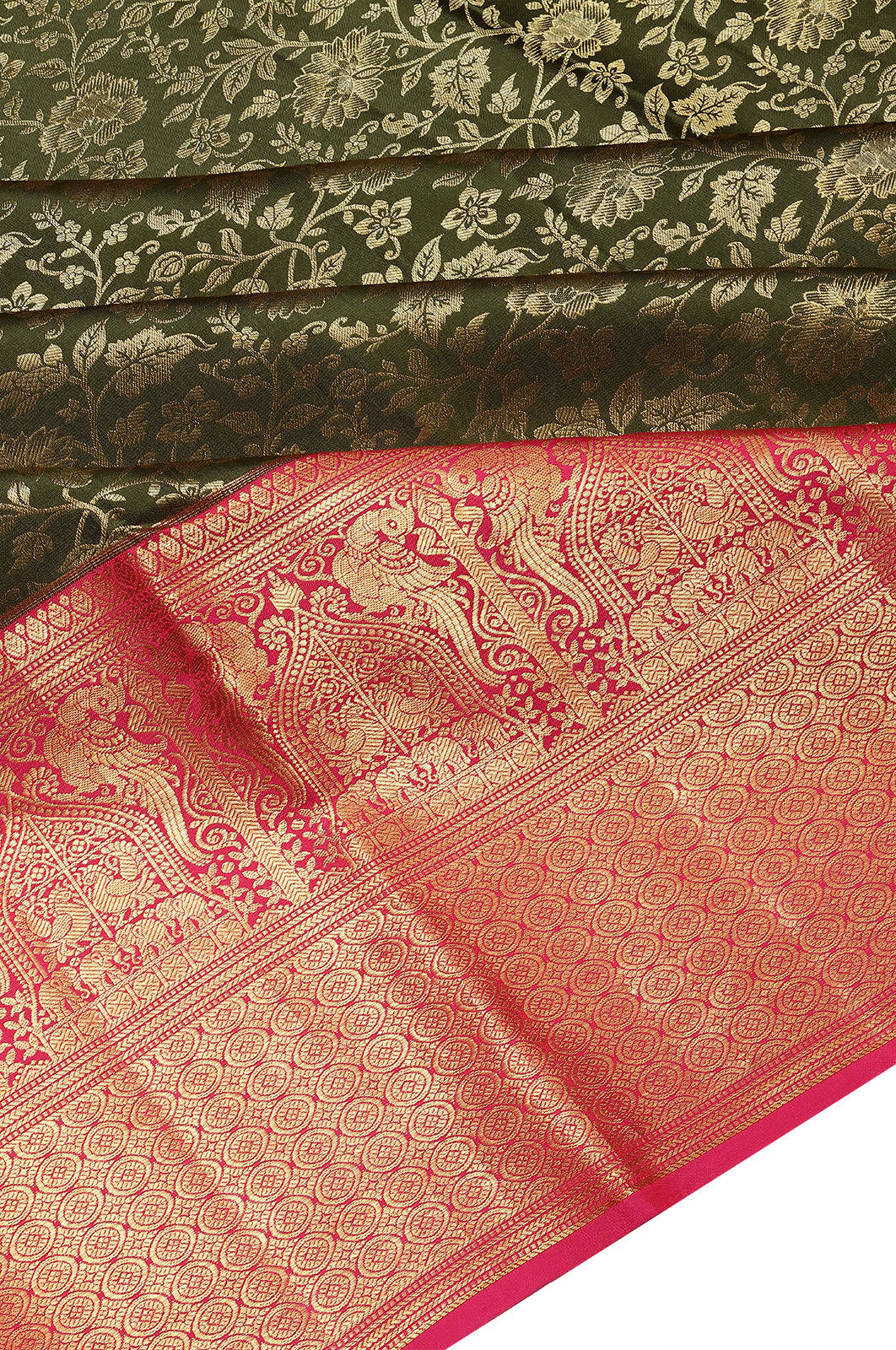 Taranga Kanchi Silk Brocade Green Saree