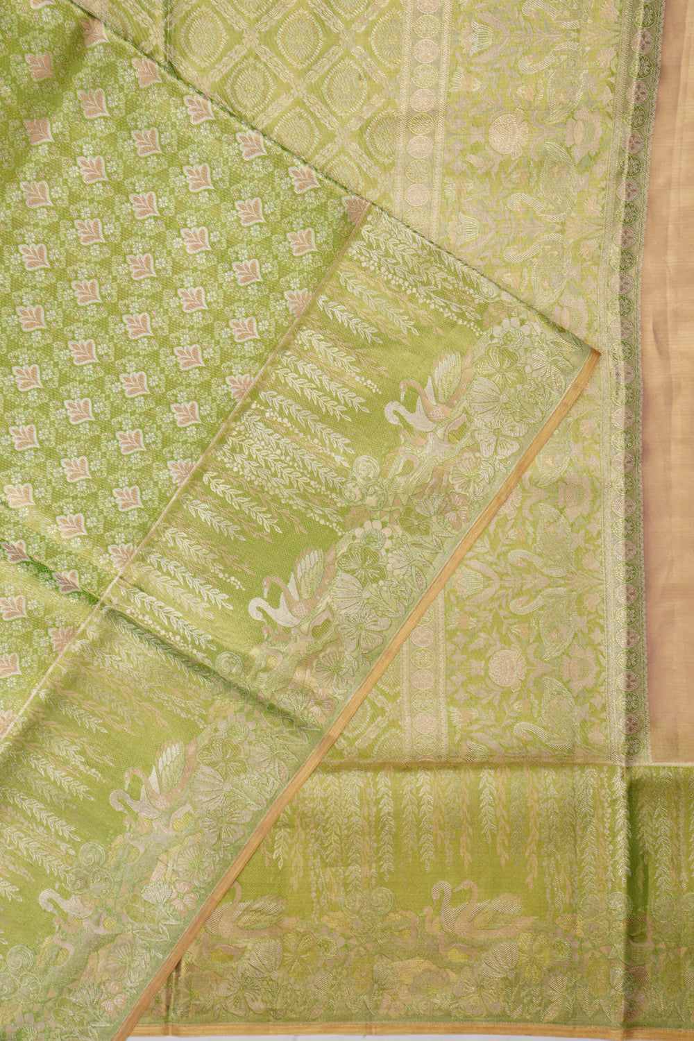 Kanchipuram Silk Tissue Brocade Green Saree