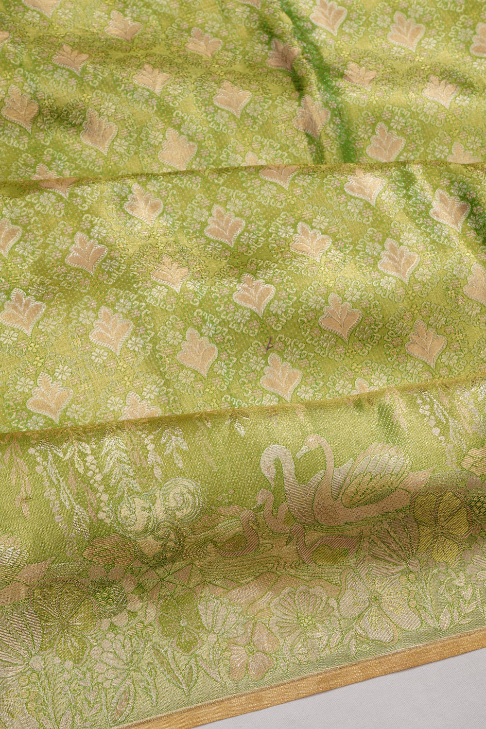 Kanchipuram Silk Tissue Brocade Green Saree