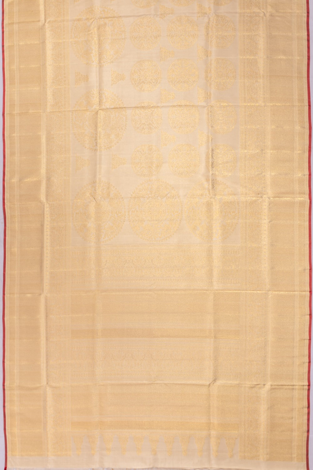 Kanchipuram Silk Brocade Cream Saree