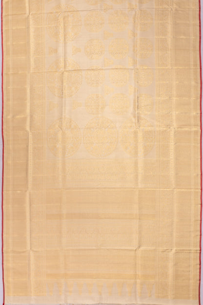 Kanchipuram Silk Brocade Cream Saree