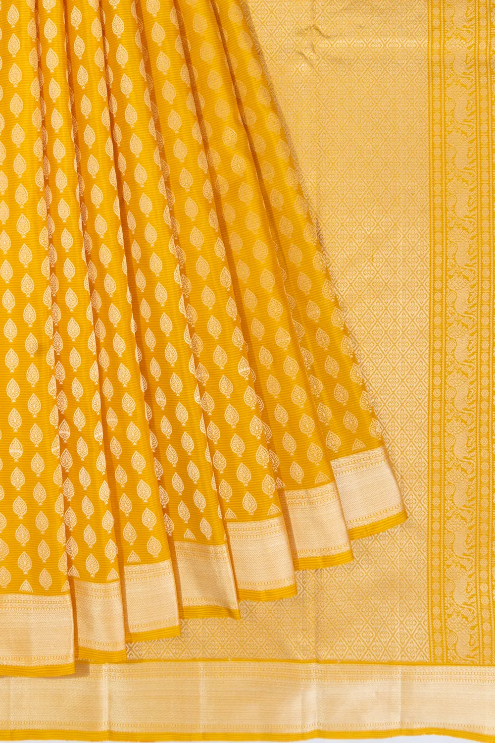 Thread Kanchipuram Silk Butta Yellow Saree