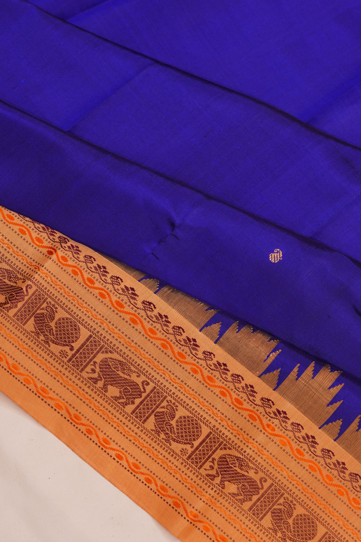 Zero Zari Kanchipuram Silk Butta Royal Blue Saree