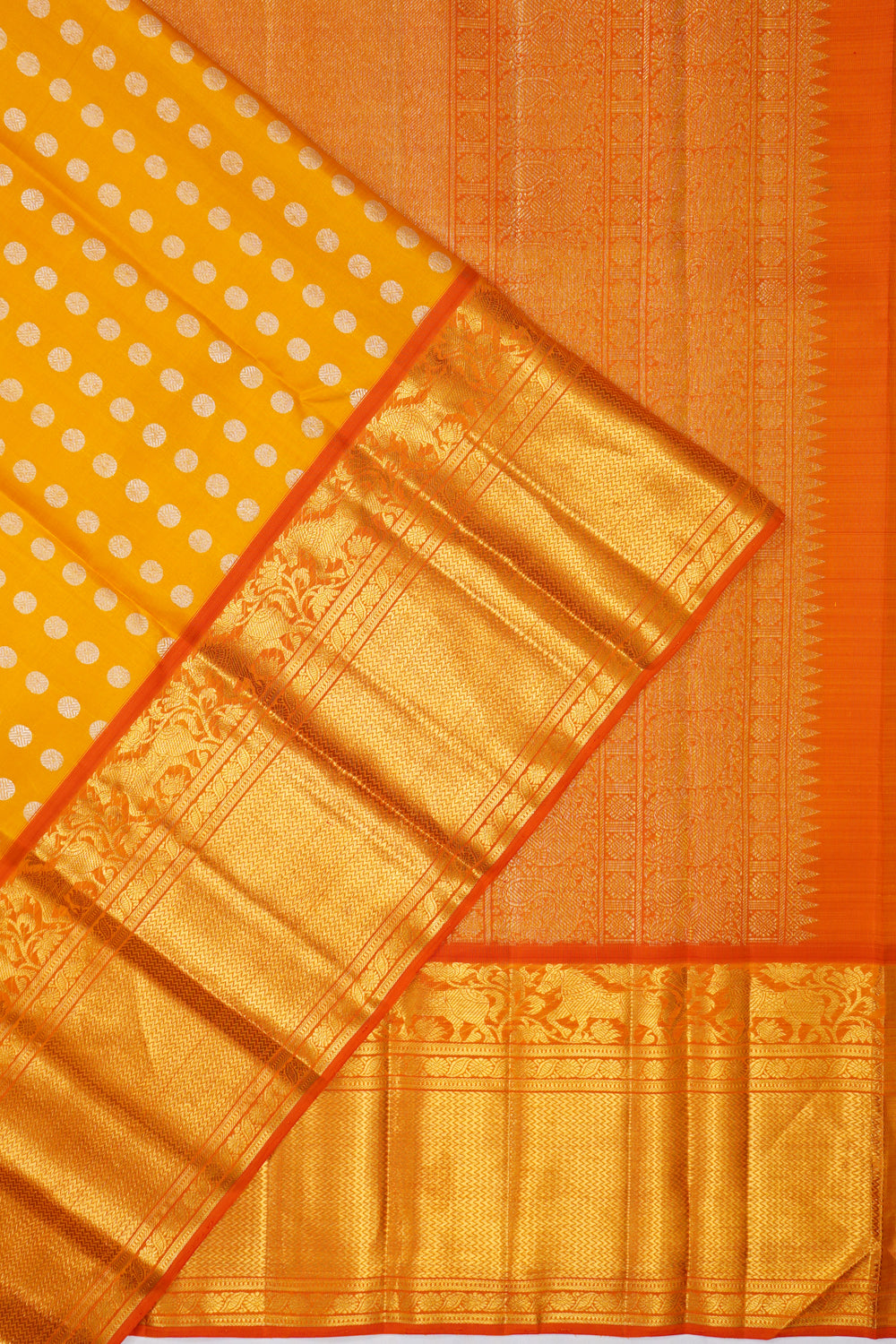 Kanchipuram Silk Dollar Brocade Orange Saree