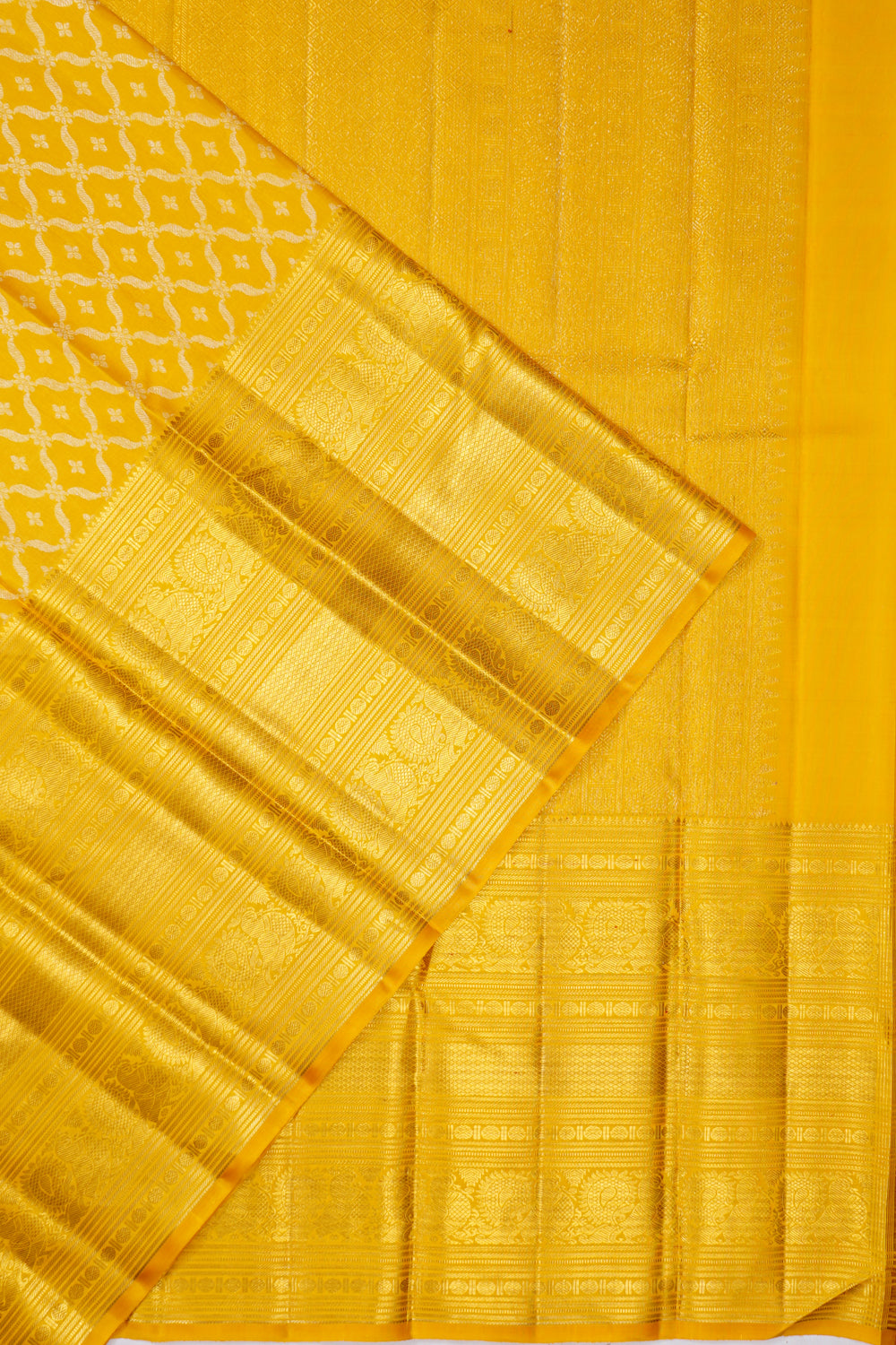 Kanchipuram Silk Brocade Yellow Saree