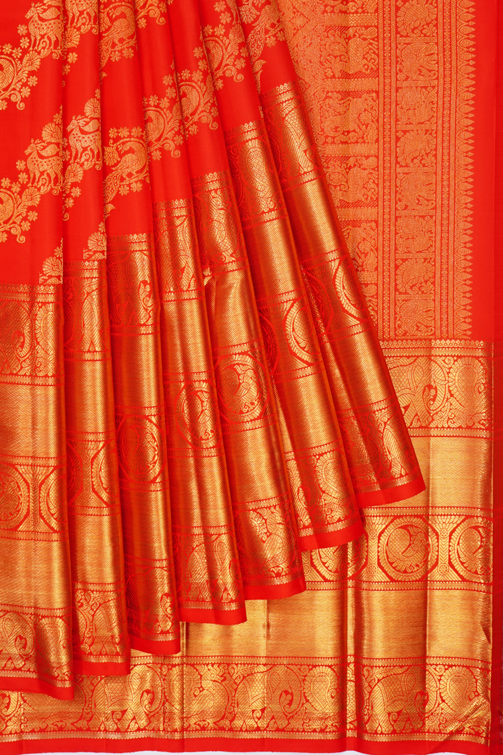Kanchipuram Silk Jaal Red Saree