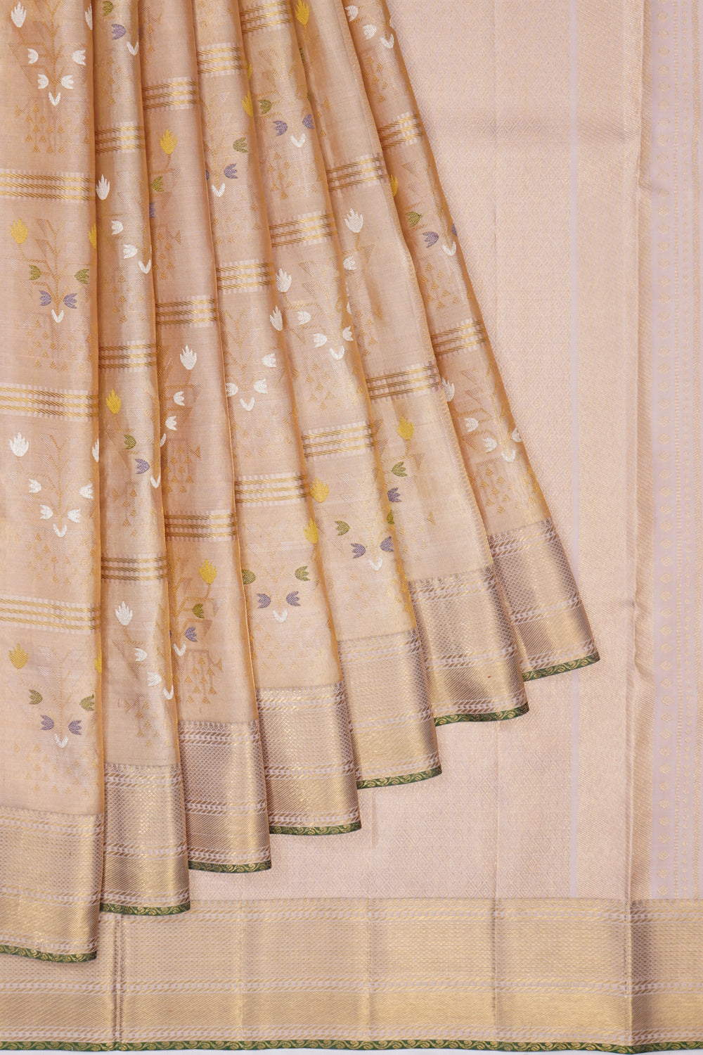 Kanchipuram Silk Tissue Peach Saree