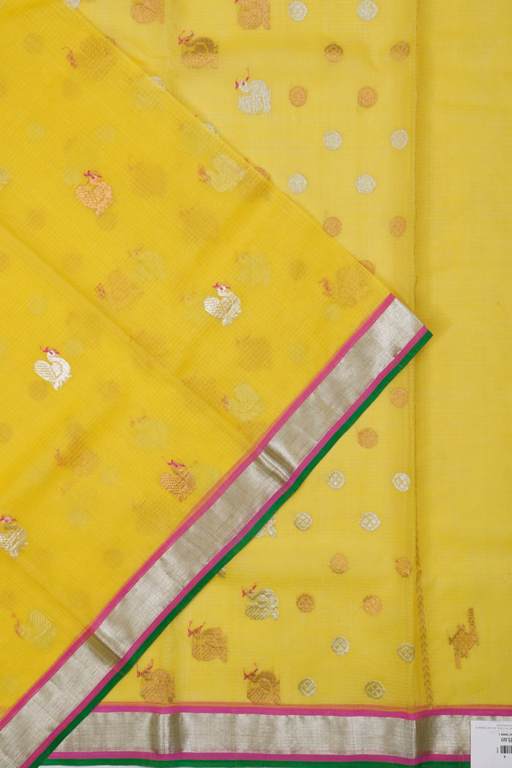 Zari Kota Cotton Butta Yellow Saree
