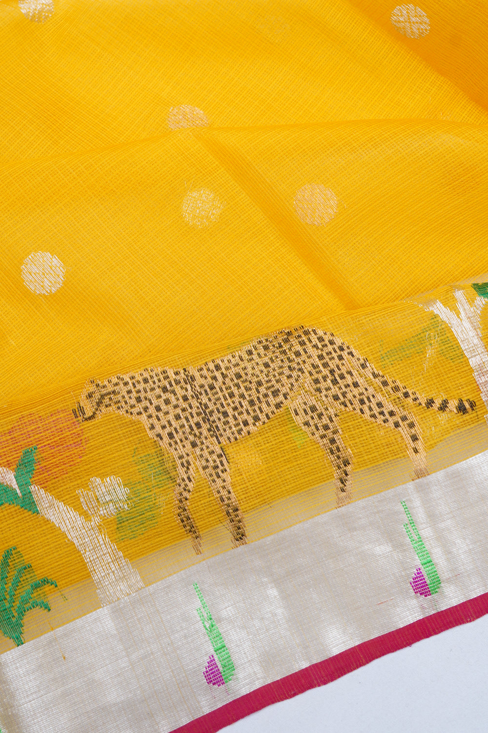 Zari Kota Cotton Butta Mustard Yellow