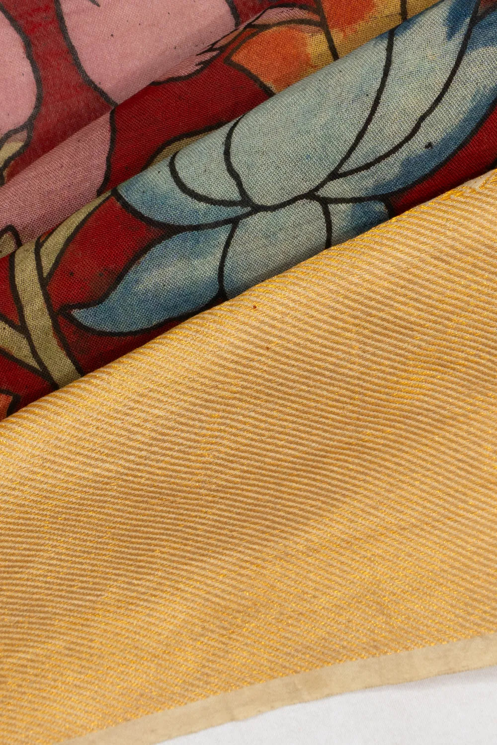 Kalamkari Silk Hand Painted Maroon Saree