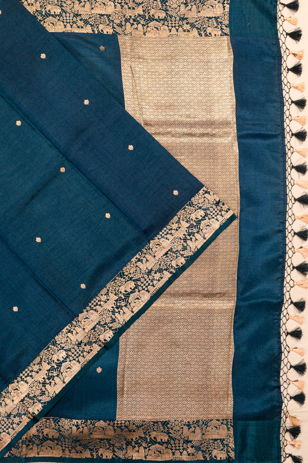 Banarasi Katan Silk Butta Dark Blue Saree