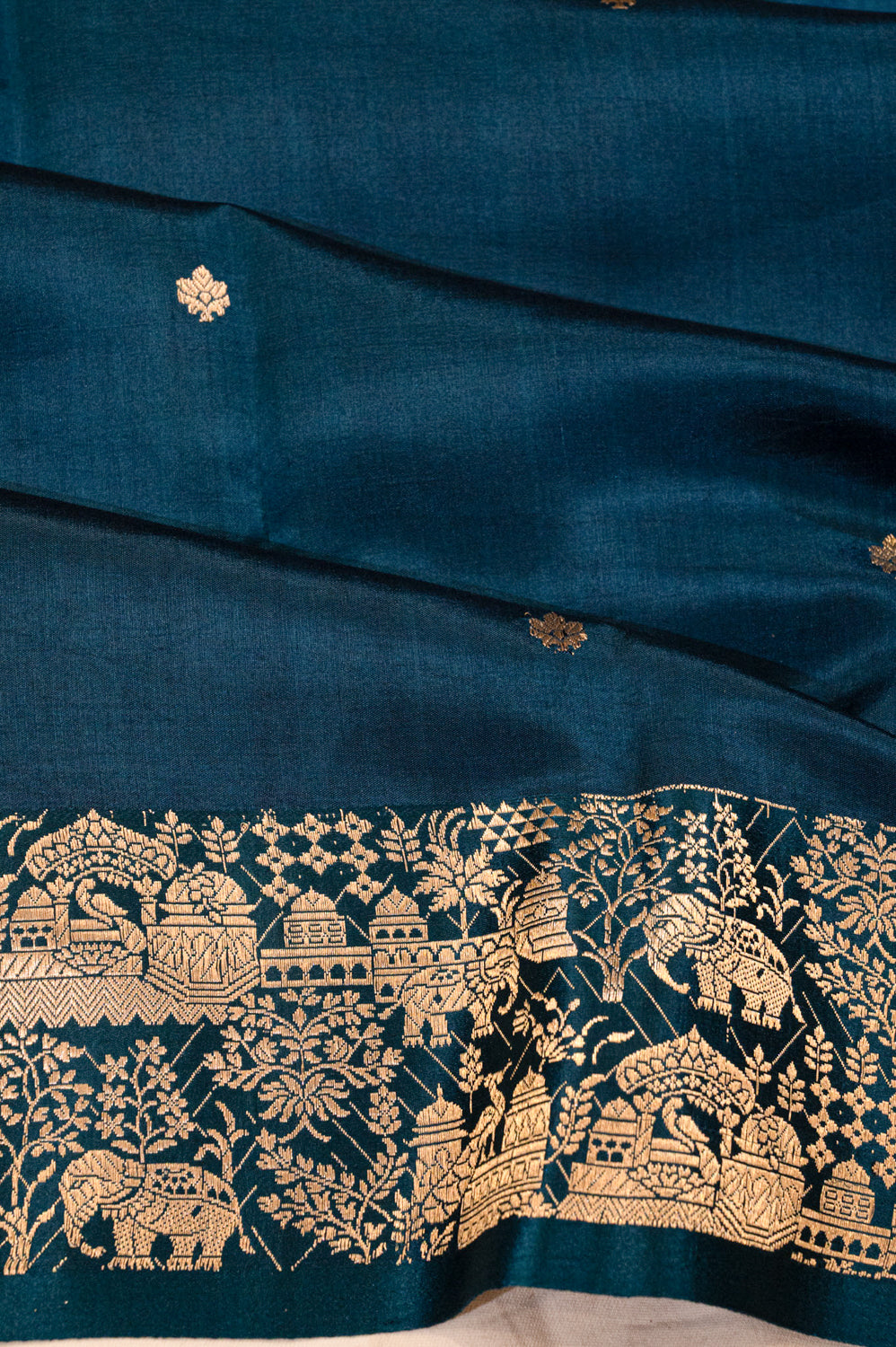Banarasi Katan Silk Butta Dark Blue Saree