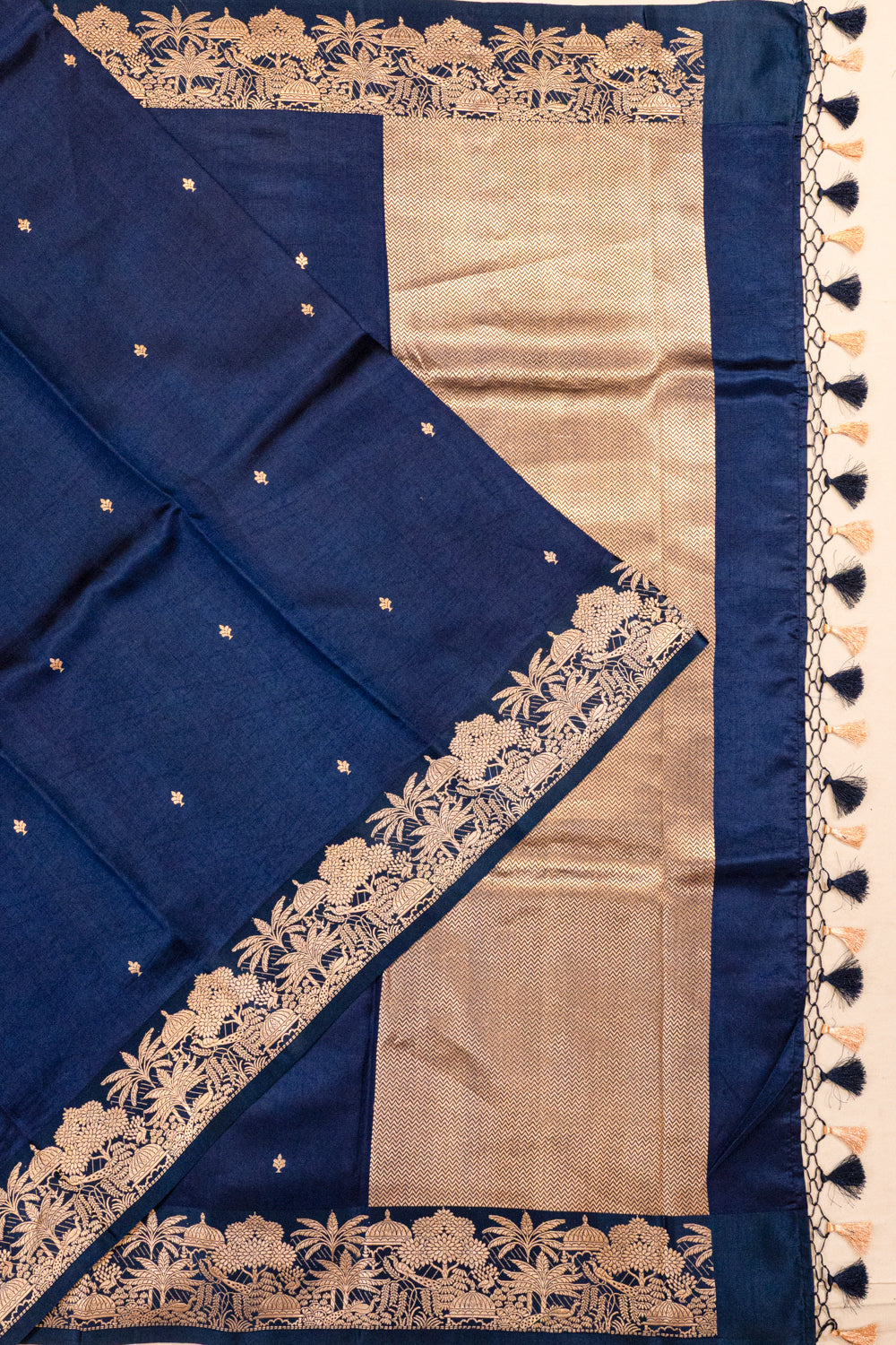 Banarasi Katan Silk Butta Dark Blue Saree