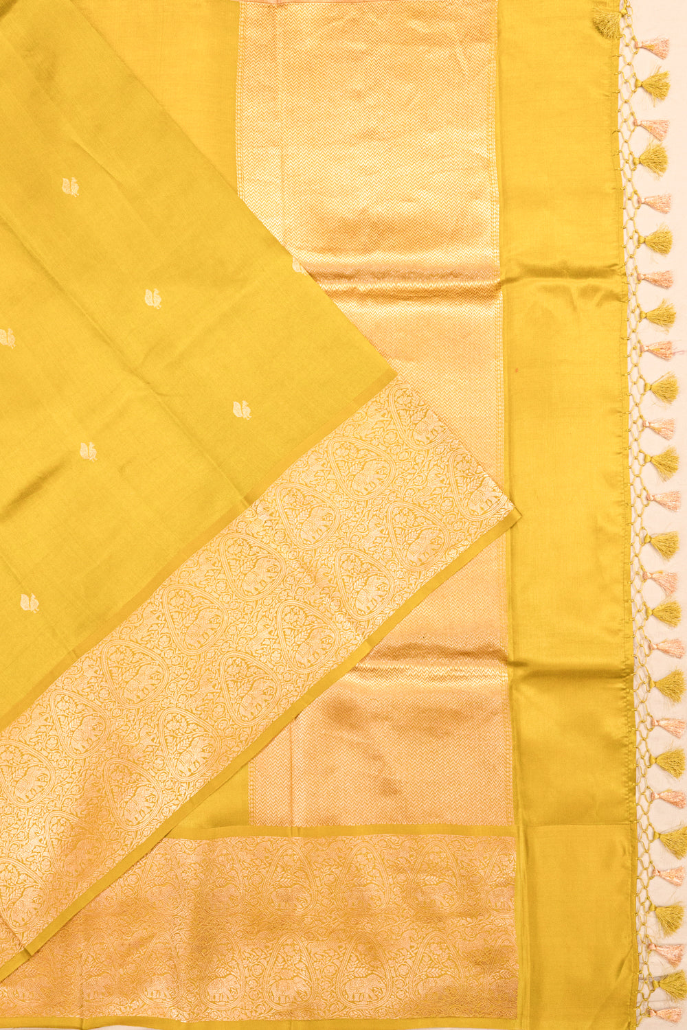 Banarasi Katan Silk Butta Mehendi Green Saree