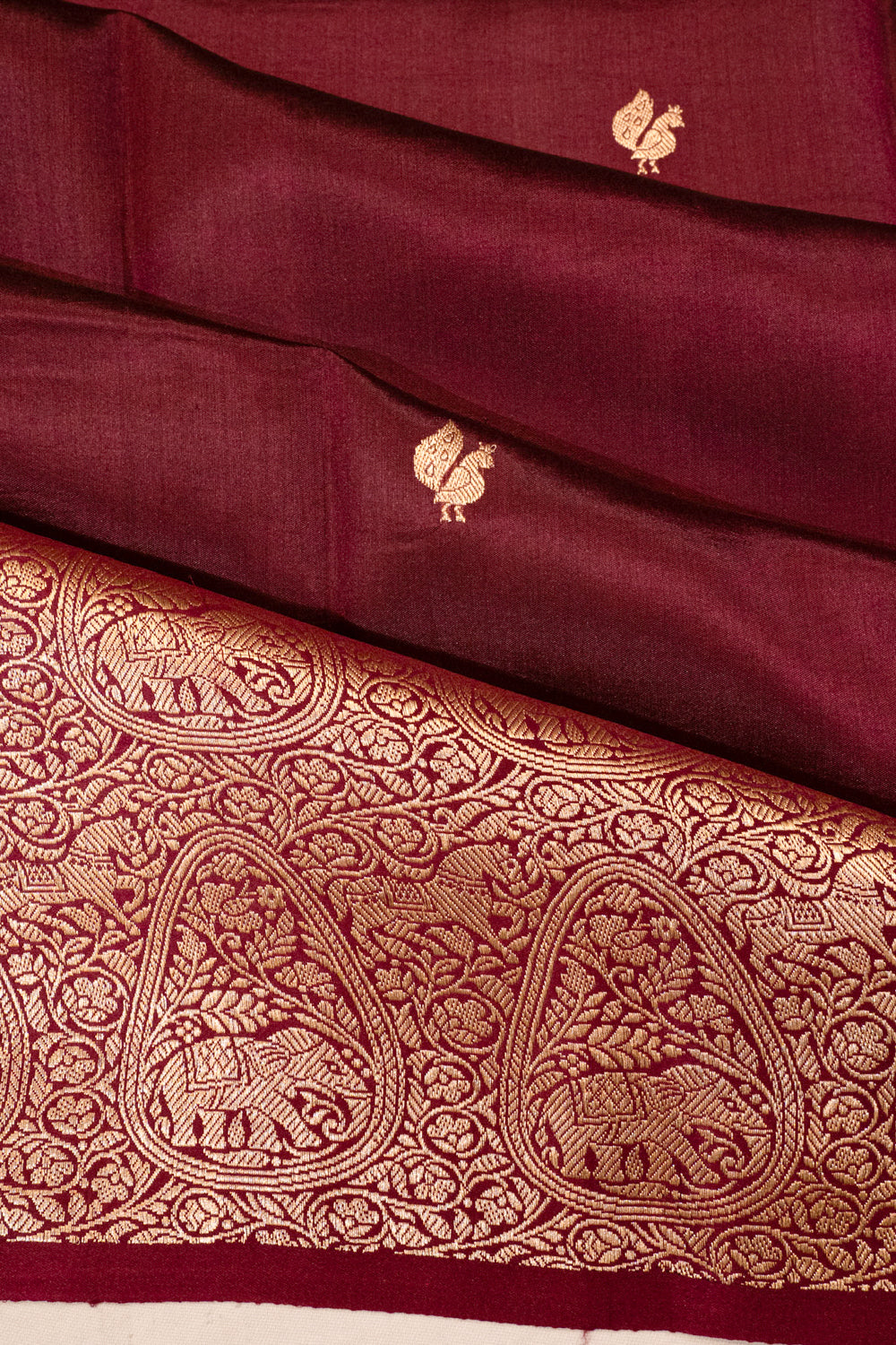 Banarasi Katan Silk Butta Maroon Saree