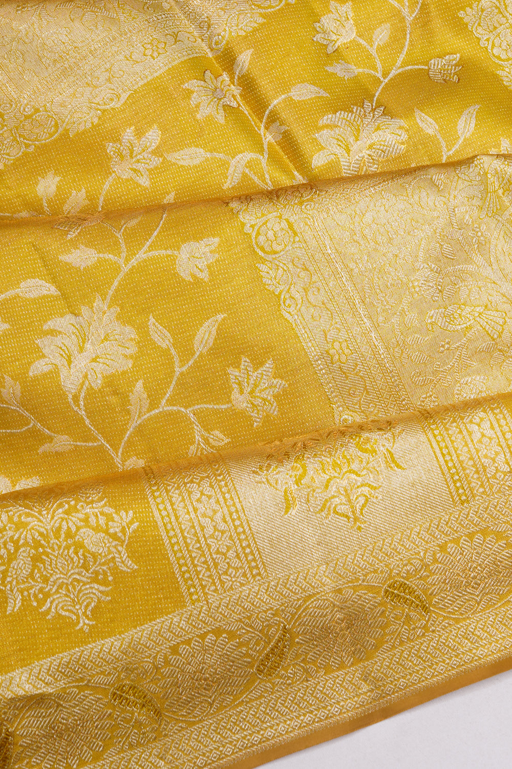 Kanchipuram Silk Tissue Yellow Saree