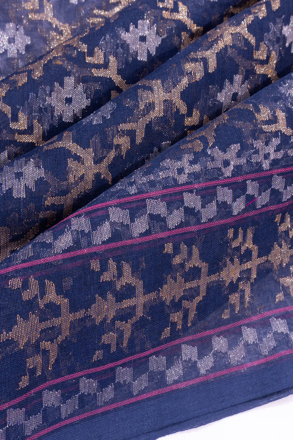 Banarasi Cotton Jamdani Neelamabari Blue Saree