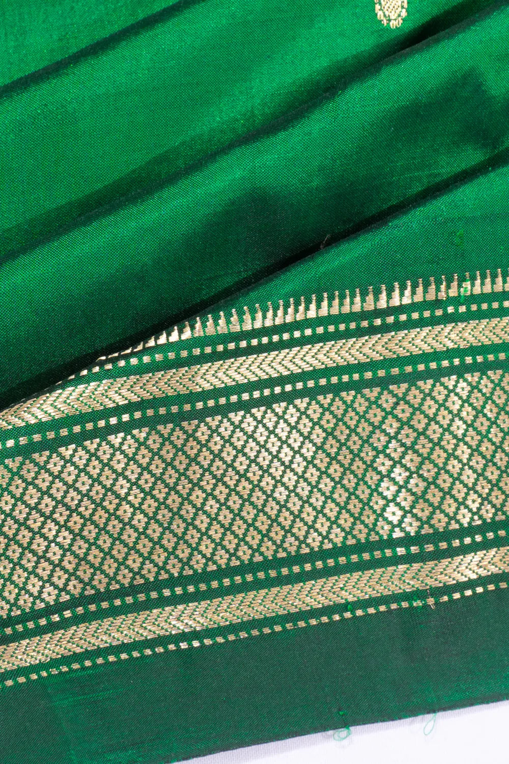 Paithani Silk Butta Dark Green Saree