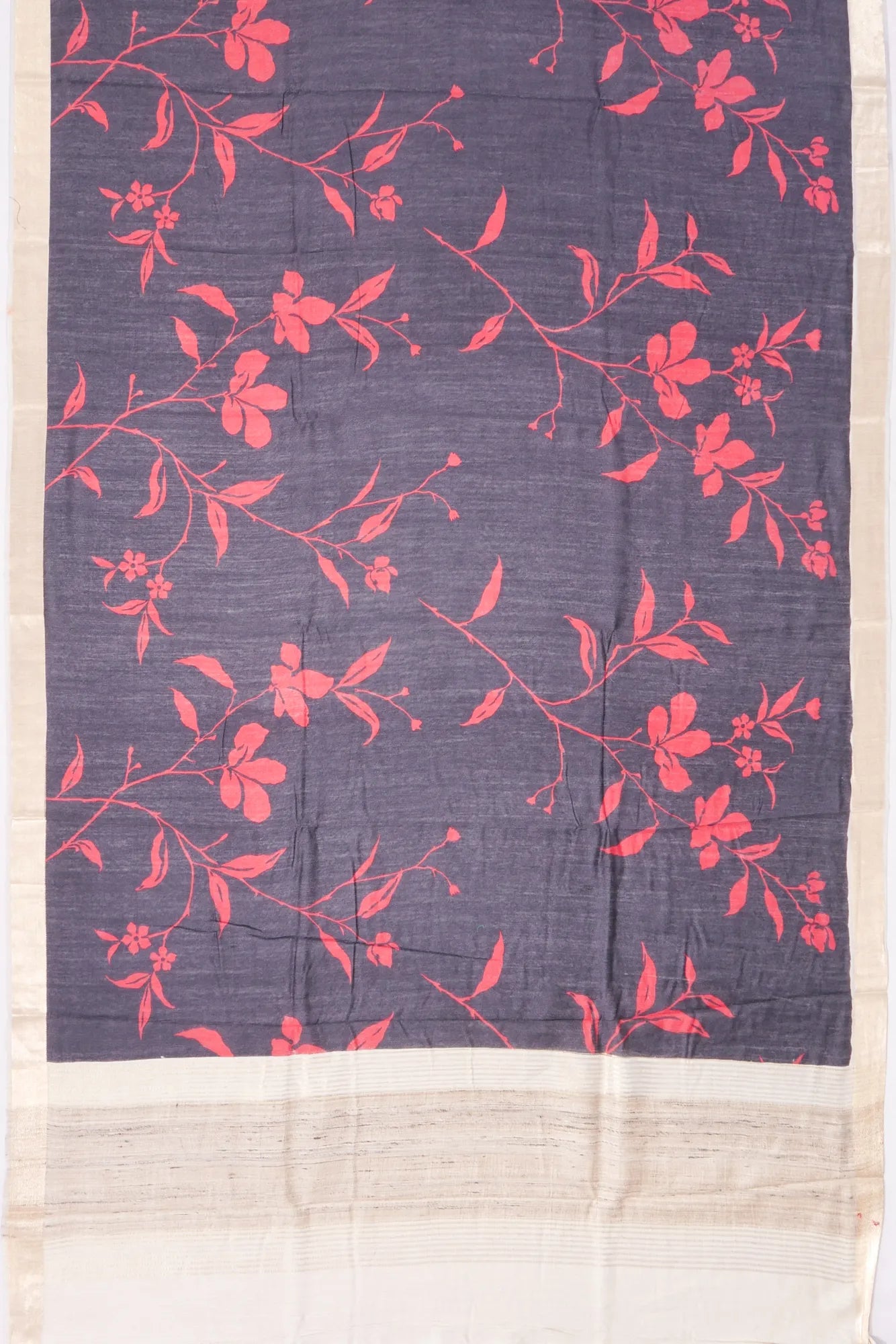 Kankatala Tussar Floral Printed Black Saree g2