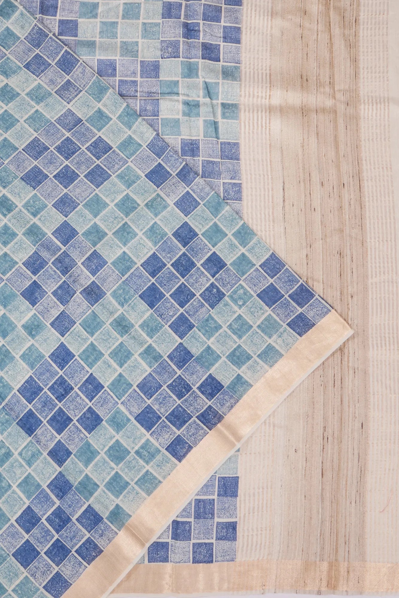 Kankatala Tussar Checks Multicolour Blue Saree g2