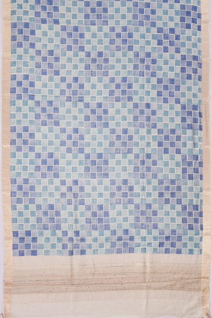 Kankatala Tussar Checks Multicolour Blue Saree g2