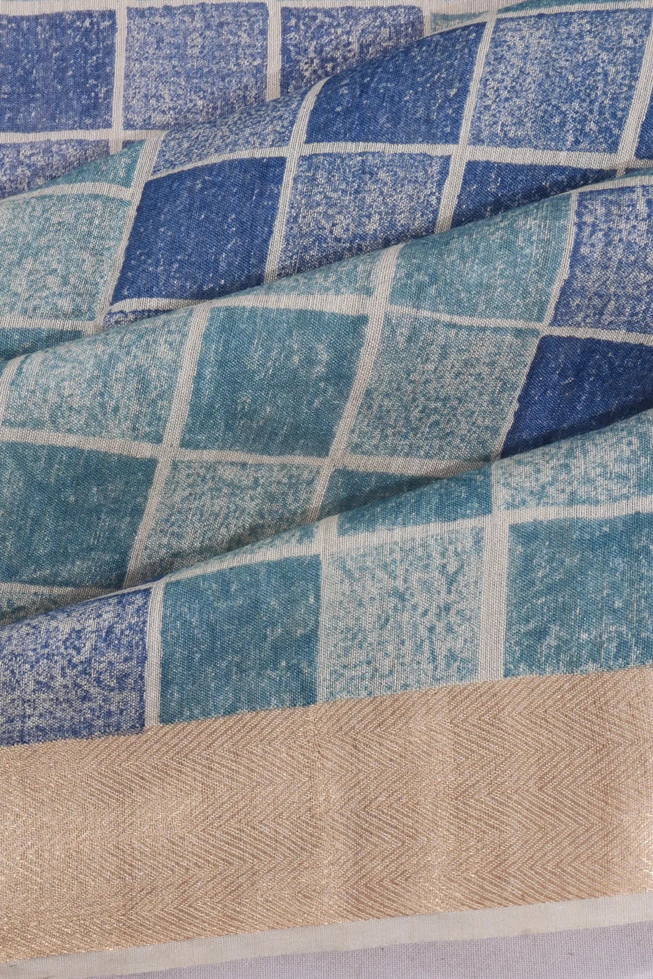 Kankatala Tussar Checks Multicolour Blue Saree g2