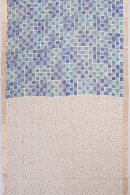 Kankatala Tussar Checks Multicolour Blue Saree g2