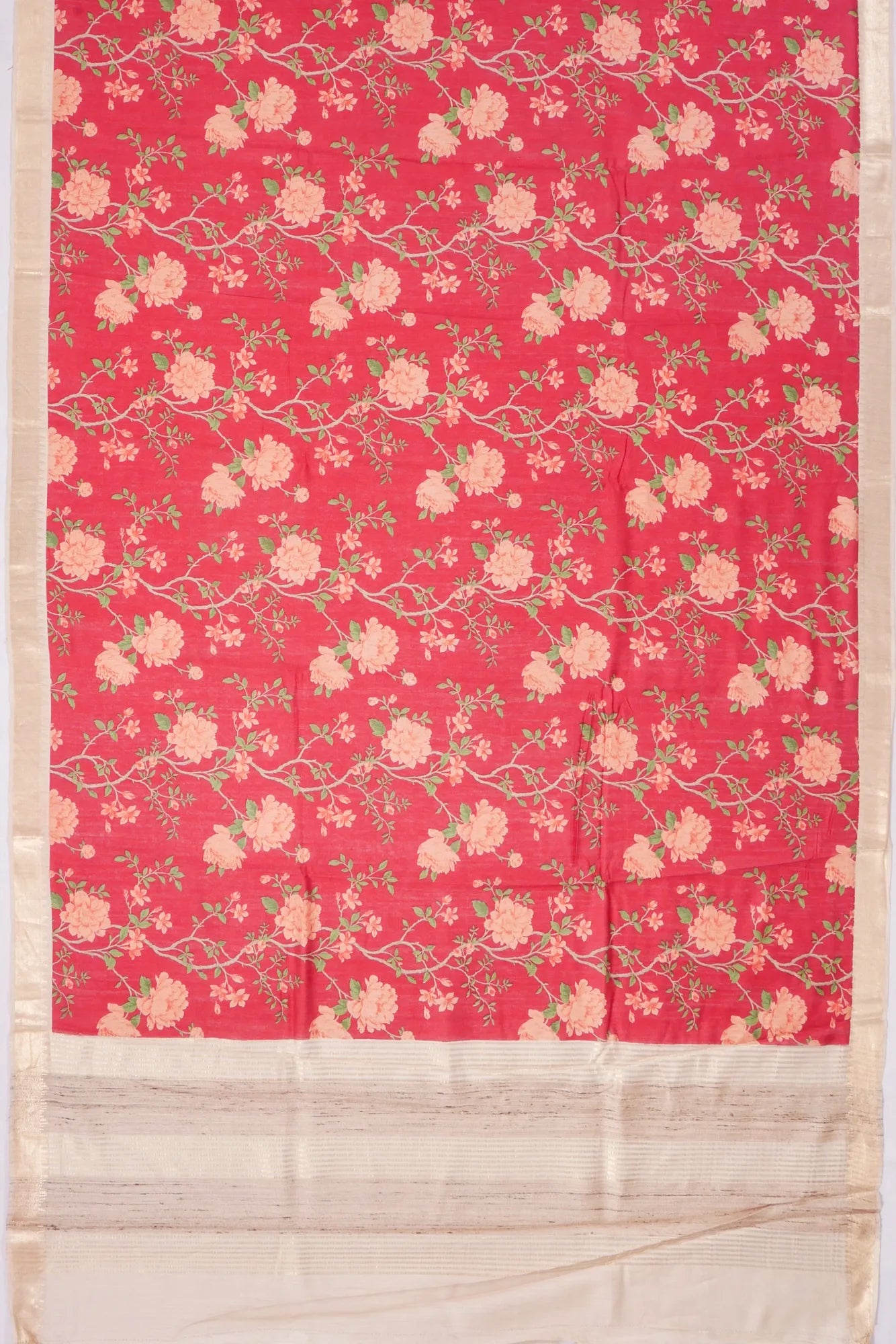 Kankatala Tussar Floral Printed Red Saree g2