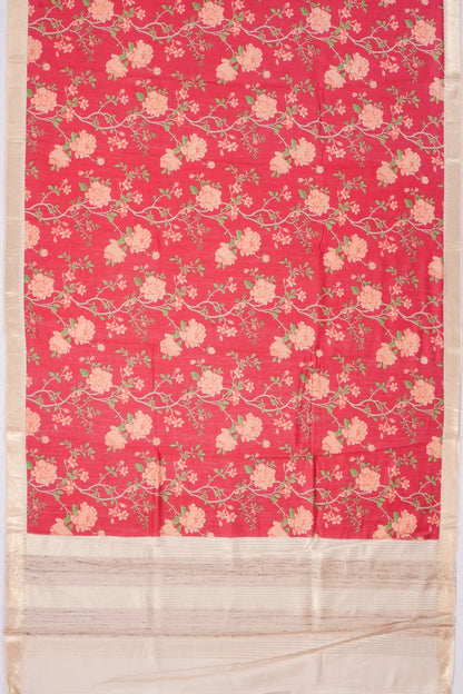 Kankatala Tussar Floral Printed Red Saree g2