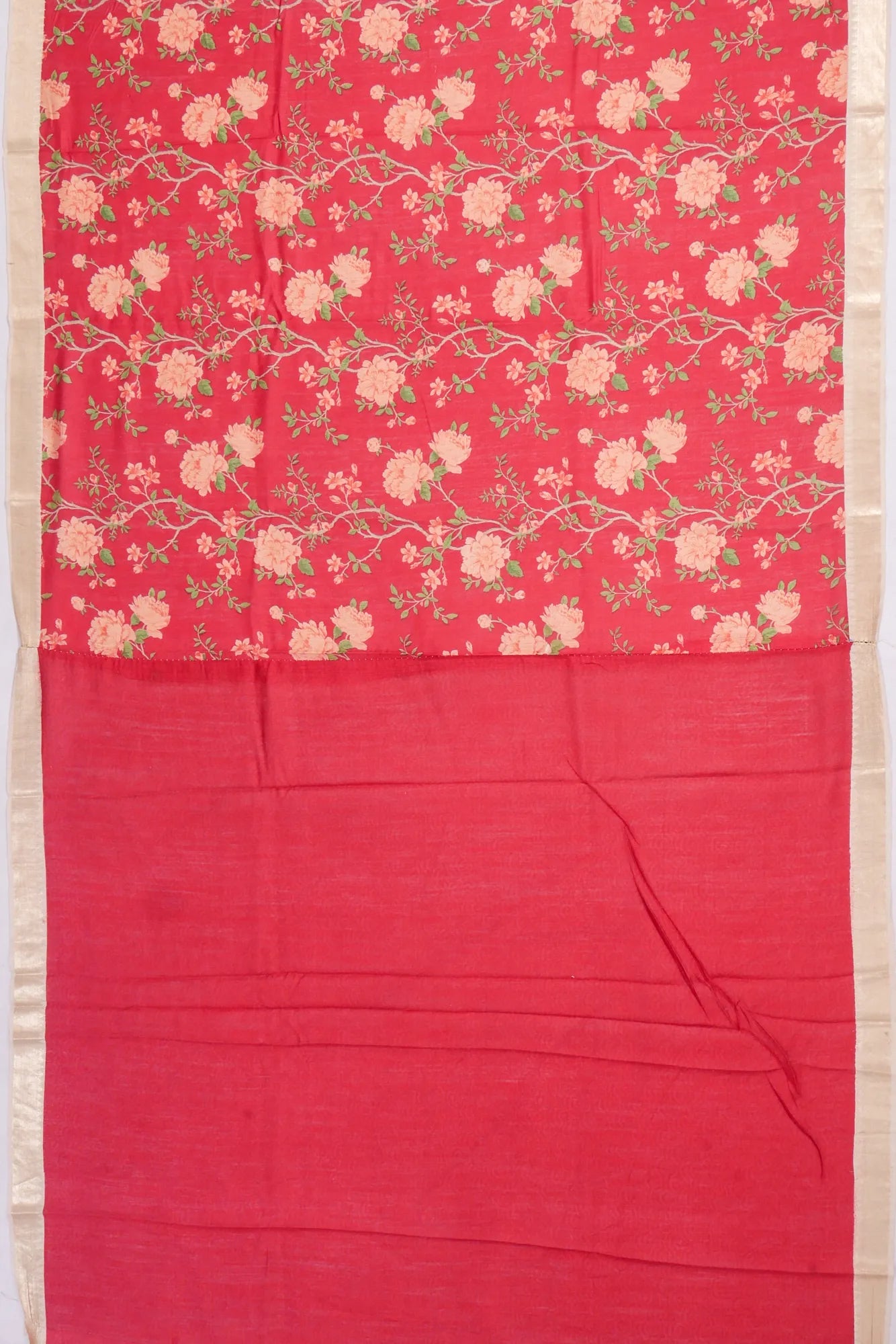 Kankatala Tussar Floral Printed Red Saree g2