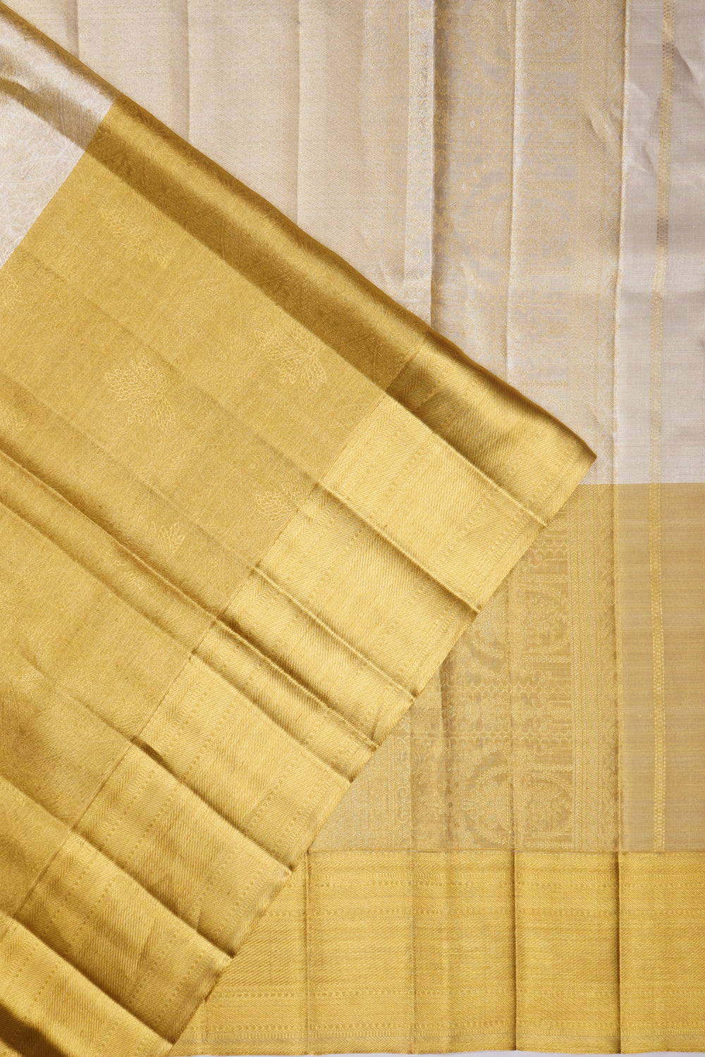 Kanchipuram Silk Half-n-half Tissue Silver and Gold Saree