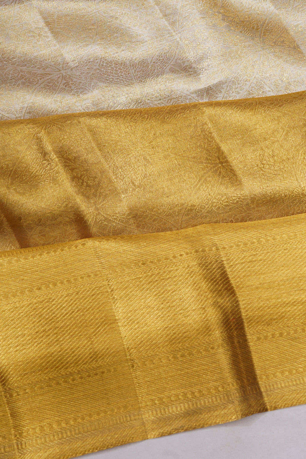 Kanchipuram Silk Half-n-half Tissue Silver and Gold Saree