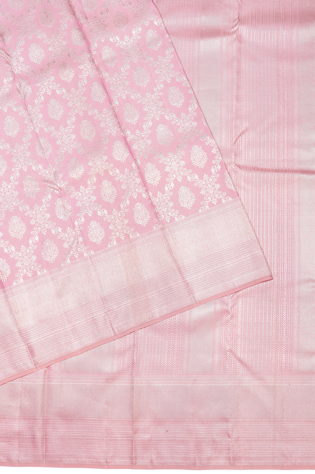 Taranga Kanchi Silk Jaal And Butta Pink Saree