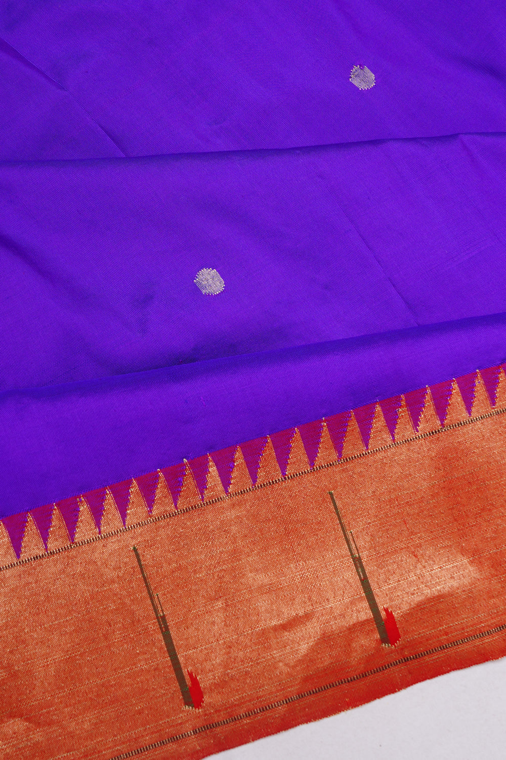 Paithani Silk Butta Violet Saree With Muniya Border