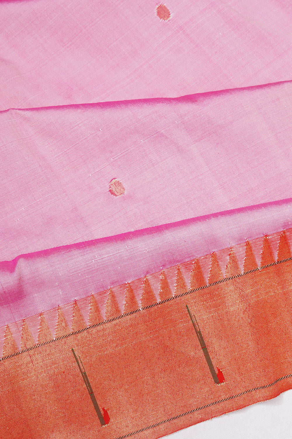 Paithani Silk Butta Baby Pink Saree With Muniya Border