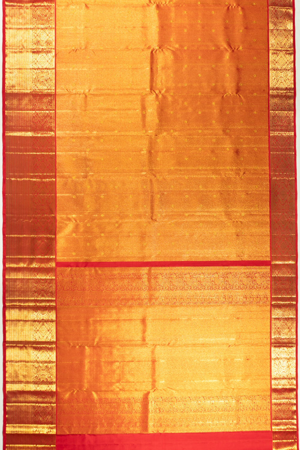 Kanchipuram Silk Tissue Brocade And Butta Red Saree