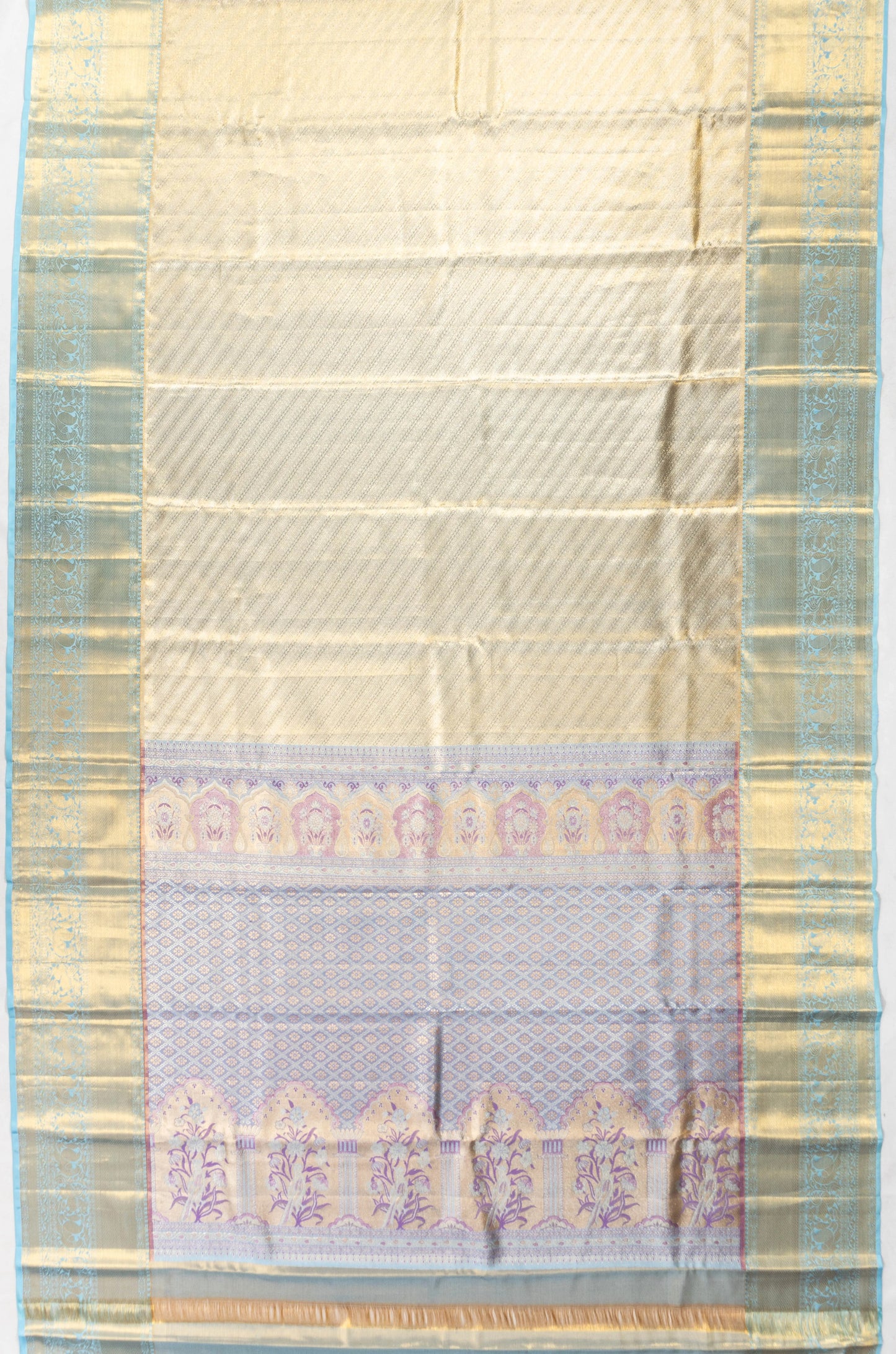 Dharmavaram Silk Tissue Brocade Sky Blue Saree