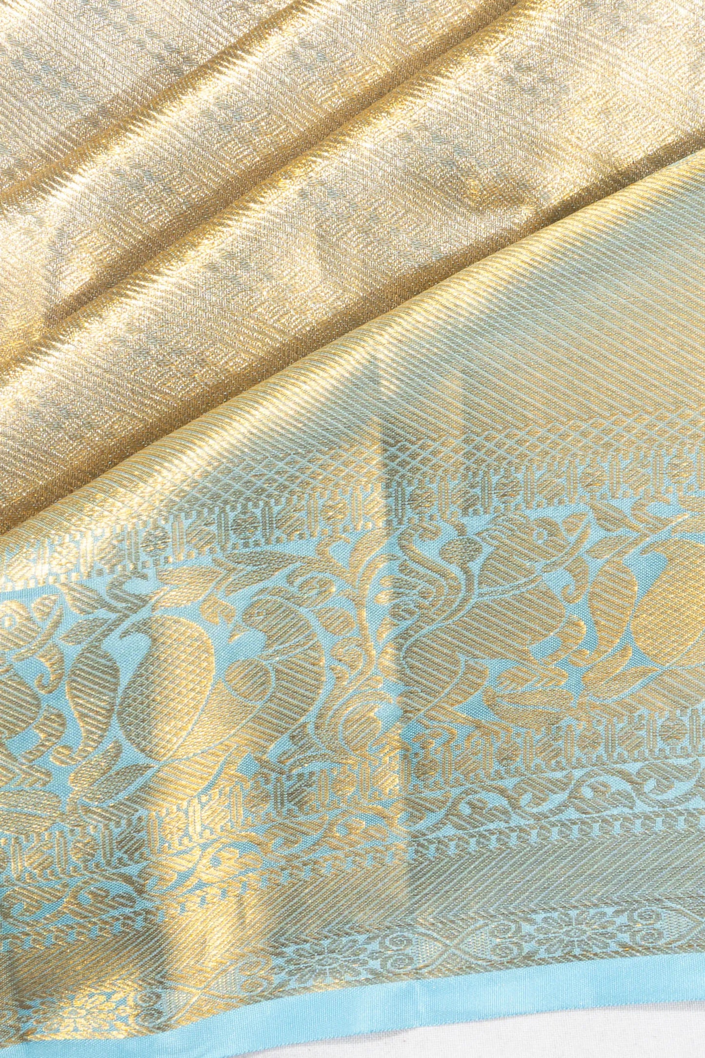 Dharmavaram Silk Tissue Brocade Sky Blue Saree