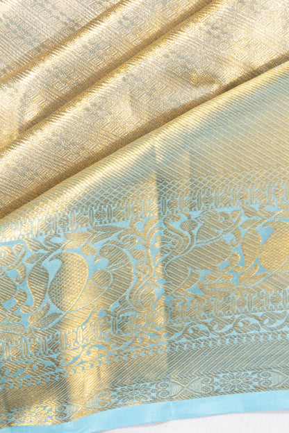 Dharmavaram Silk Tissue Brocade Sky Blue Saree