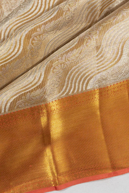 Dharmavaram Silk Tissue Brocade Gold Saree