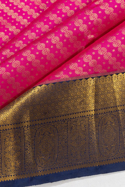 Dharmavaram Silk Brocade Rani Pink Saree