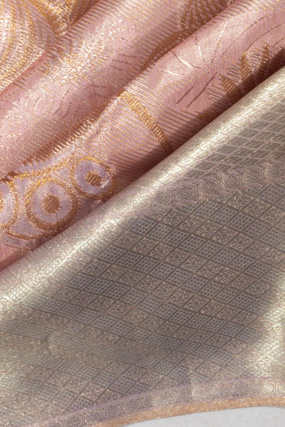 Dharmavaram Silk Tissue Brocade Baby Pink Saree