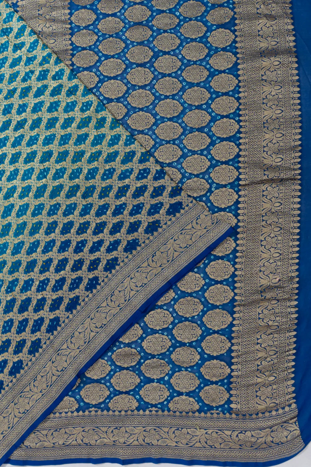 Banarasi Georgette Bandhani Brocade Blue Saree