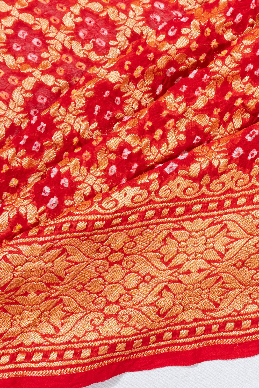 Banarasi Georgette Bandhani Red Saree